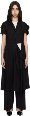 Y's Black Rayon Linen Sheeting Square Jacket In 3 Black