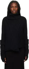 Y's Black Rib Finger Hole Turtleneck In 2 Black