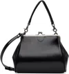 Y's Black Semi-matte Leather Metal Clasp Bag