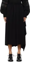 Y's Black Side Elastic Maxi Skirt In 3 Black