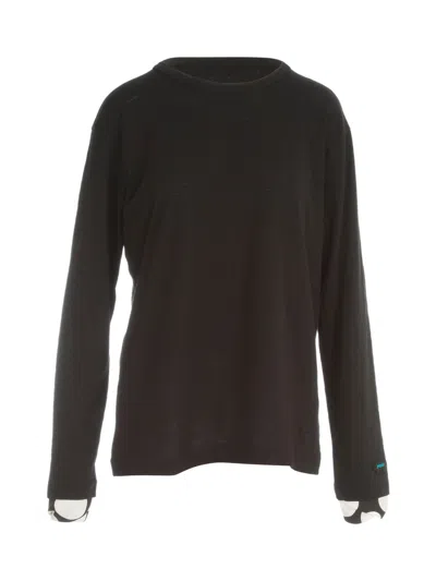 Y'S UNEVEN YARN X PE POLKA PIG L/S T-SHIRT,YD.T55.056 3 BLACK