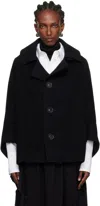 Y's Black U-irregular Short Sleeve Coat In Multi