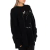 Y's Ys Black Wool Crow Motif Long-sleeved Pullover In Black