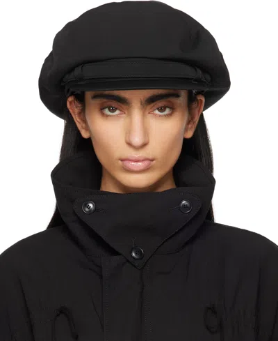 Y's Black Wool Gabardine Motor Cycle Cap In 1 Black