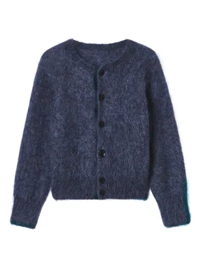 Y's Button-front Mohair Cardigan In Blue
