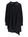 Y's Button-placket Asymmetric Blouse In Black