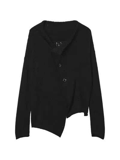 Y's Buttoned Asymmetrical Cardigan In Black