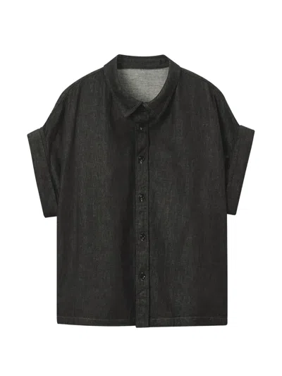 Y's Buttoned Denim Shirt In Black
