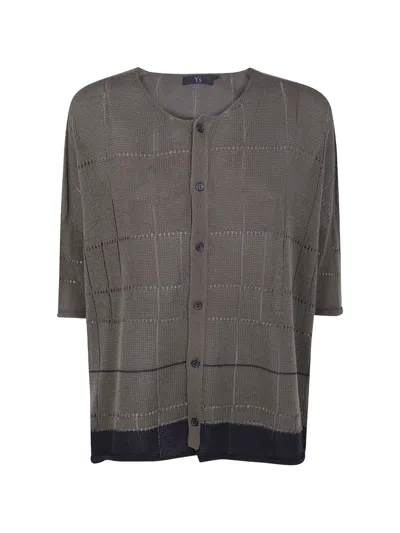 Y's Buttoned Plaid Cardigan In Gray