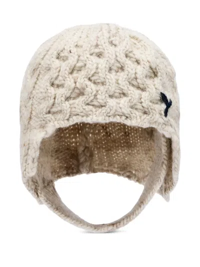 Y's Cable-knit Logo Hat In Neutral