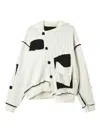 Y's Cable-knit Patchwork Cardigan In White