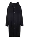 Y's Hooded Buttoned Coat In Negro