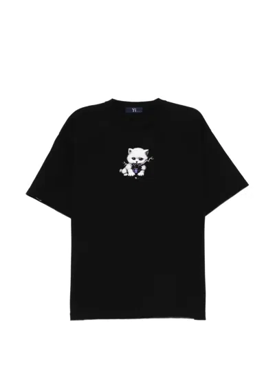Y's Cat-print T-shirt In Black
