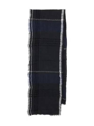Y's Checked Frayed-edge Scarf In Gray