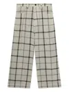 Y's Checked Trousers In Neutrals