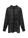 Y's Check-pattern Hooded Blouse In Black