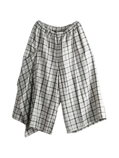 Y's Check-print Draped Trousers In Multi