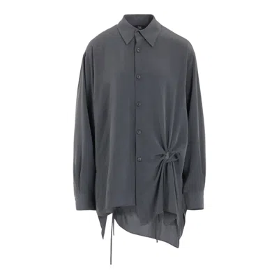Y's Circle Gathered Blouse In Gray