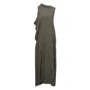 Y's Check-pattern Draped Dress In Gray