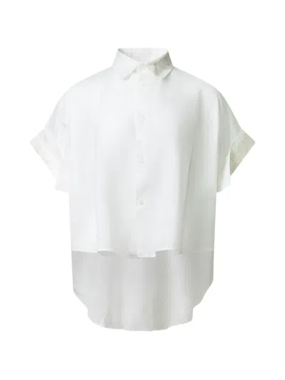 Y's Collared Embroidered Shirt In White
