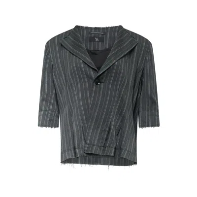 Y's Collarless Short Jacket In Gray