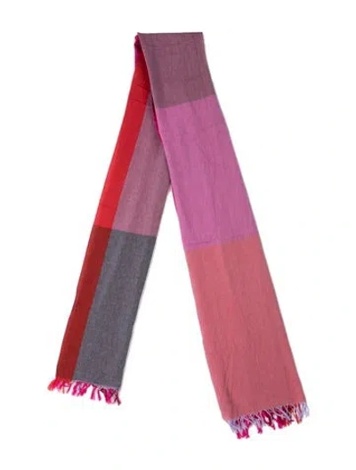 Pre-owned Y's Colorblock Pattern Scarf In Pink