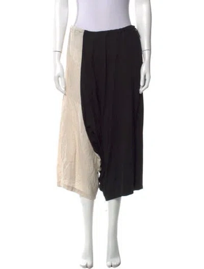 Pre-owned Y's Colorblock Pattern Wide Leg Pants In Black