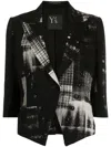 Y's Copied Check-print Blazer In Black