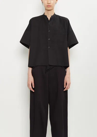 Y's Cotton Half Sleeve Box Shirt In Black