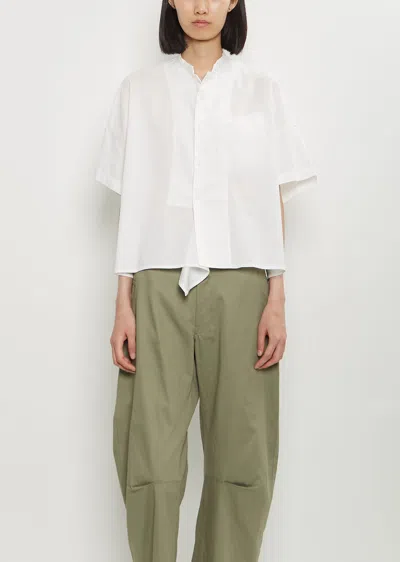 Y's Cotton Half Sleeve Box Shirt In White