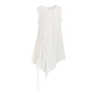 Y's Cotton Jersey Chain Stitch Sleeveless Top In Neutral