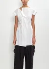 Y's White Cotton Lawn Right Side Drape Blouse In White