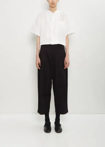 Y's Cotton Side Dart Untrimmed Pants In Black