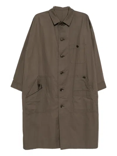 Y's Cotton Twill Coat In Brown