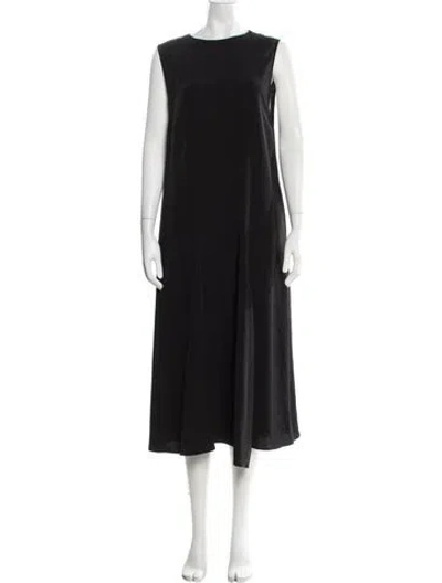 Pre-owned Y's Crew Neck Long Dress W/ Tags In Black