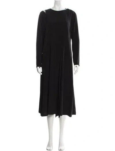 Pre-owned Y's Crew Neck Long Dress W/ Tags In Black