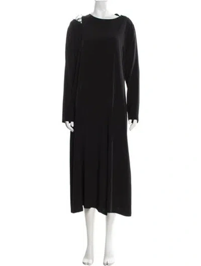 Pre-owned Y's Crew Neck Long Dress W/ Tags In Black