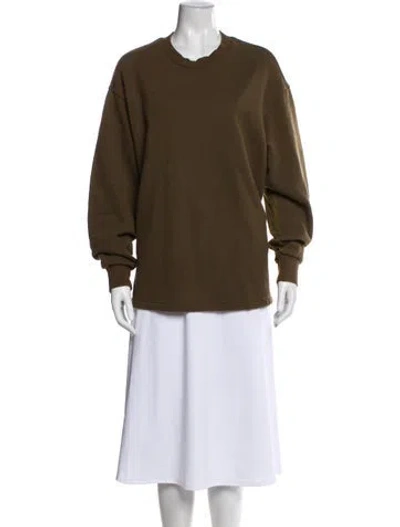 Pre-owned Y's Crew Neck Long Sleeve Sweatshirt In Green