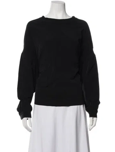 Pre-owned Y's Crew Neck Long Sleeve Top In Black
