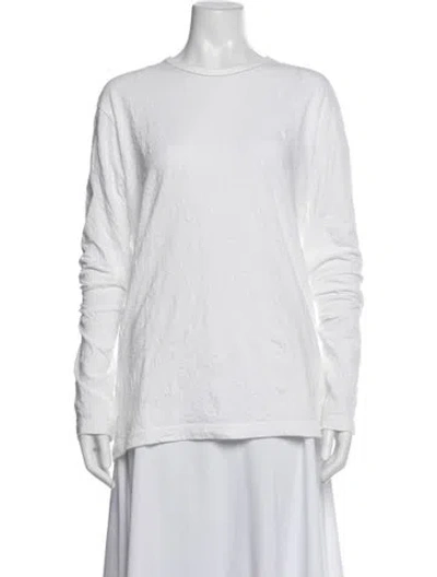 Pre-owned Y's Crew Neck Long Sleeve Top In White