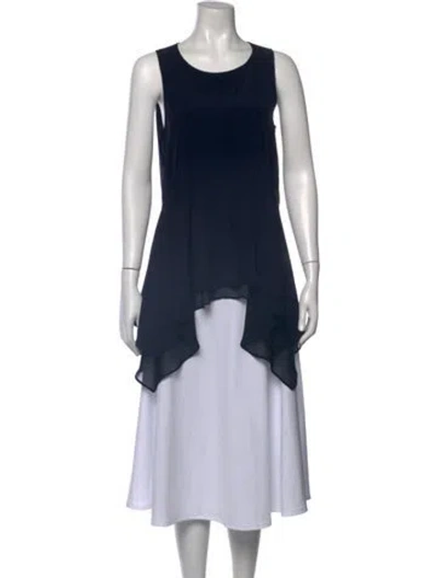 Pre-owned Y's Crew Neck Sleeveless Top In Blue