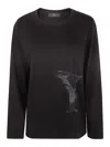 Y's Round Neck Long Sleeve T B In Negro