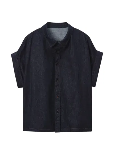 Y's Cuffed-sleeve Denim Shirt In Blue