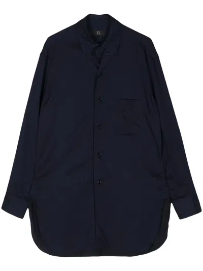 Y's Cut-out Twill Shirt In Blue
