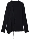 Y's Decorative-stitching Wool Jumper In Black