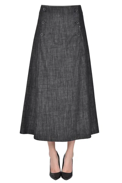Y's Denim Midi Skirt In Gray