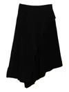 Y's Denim Panel Flare Skirt In Black