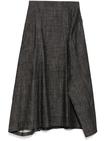Y's Denim Skirt In Grey