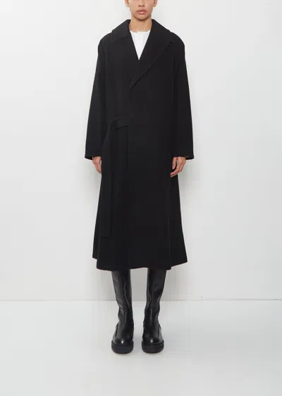 Y's Design Wool Coat In Black