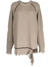 Y's Distressed Frayed Jumper In Brown